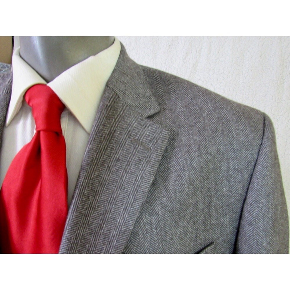 Lauren Ralph Lauren Houndstooth Wool Cashmere Blend Blazer Sz 44L For Macy's - Picture 5 of 14